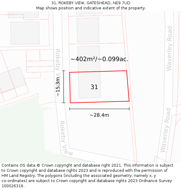 31, ROKEBY VIEW, GATESHEAD, NE9 7UD: Plot and title map