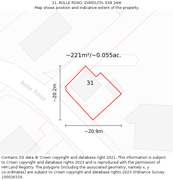 31, ROLLE ROAD, EXMOUTH, EX8 2AW: Plot and title map