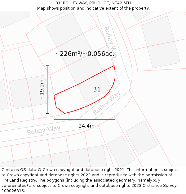 31, ROLLEY WAY, PRUDHOE, NE42 5FH: Plot and title map