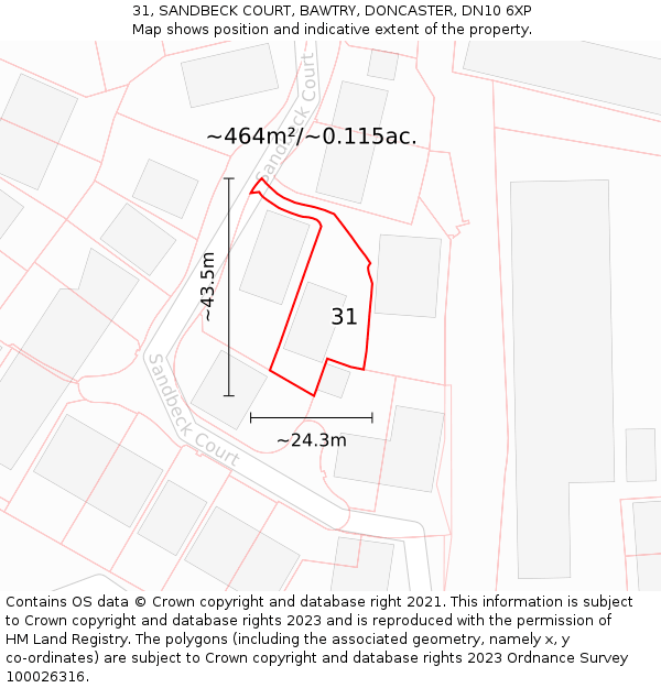 31, SANDBECK COURT, BAWTRY, DONCASTER, DN10 6XP: Plot and title map