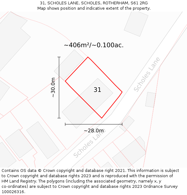 31, SCHOLES LANE, SCHOLES, ROTHERHAM, S61 2RG: Plot and title map