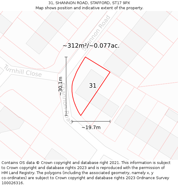 31, SHANNON ROAD, STAFFORD, ST17 9PX: Plot and title map