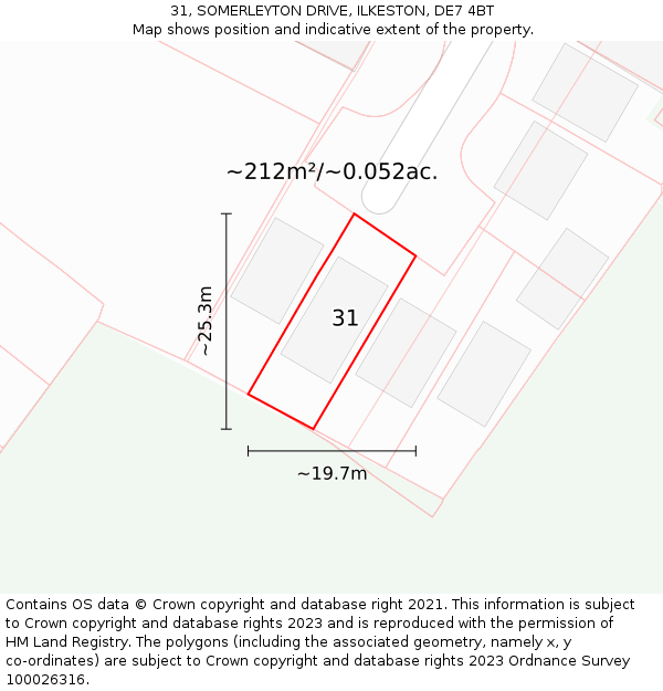 31, SOMERLEYTON DRIVE, ILKESTON, DE7 4BT: Plot and title map