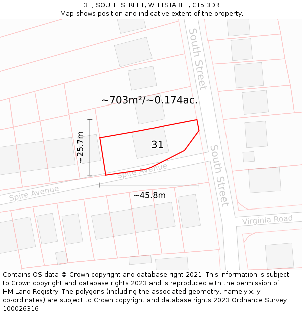 31, SOUTH STREET, WHITSTABLE, CT5 3DR: Plot and title map