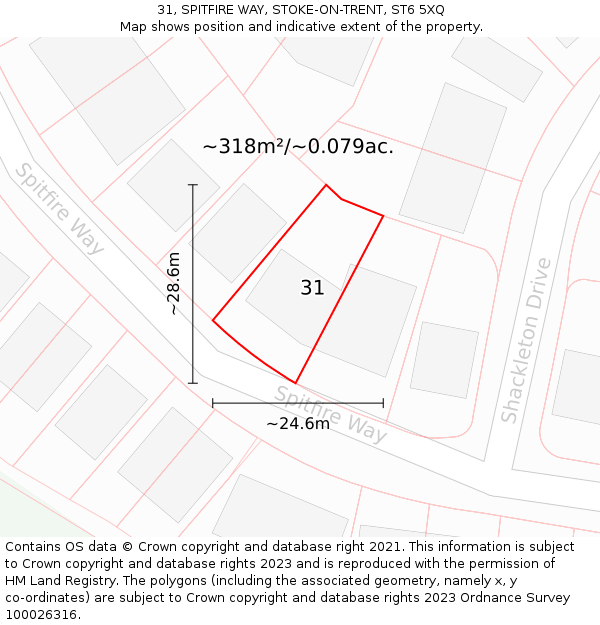 31, SPITFIRE WAY, STOKE-ON-TRENT, ST6 5XQ: Plot and title map