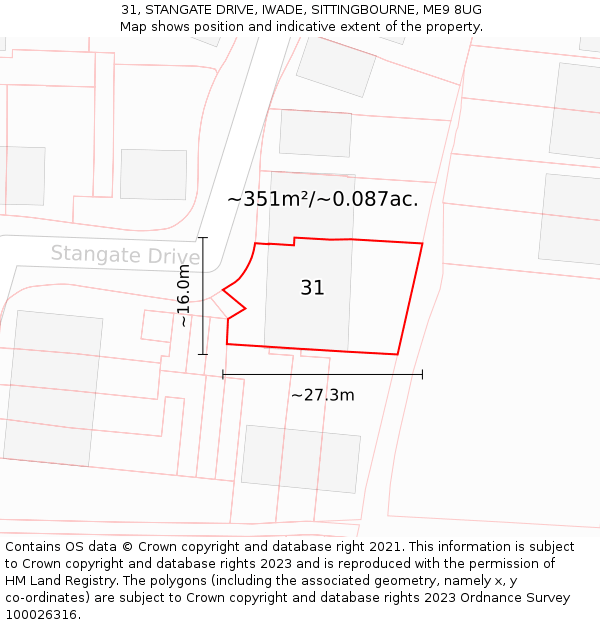 31, STANGATE DRIVE, IWADE, SITTINGBOURNE, ME9 8UG: Plot and title map