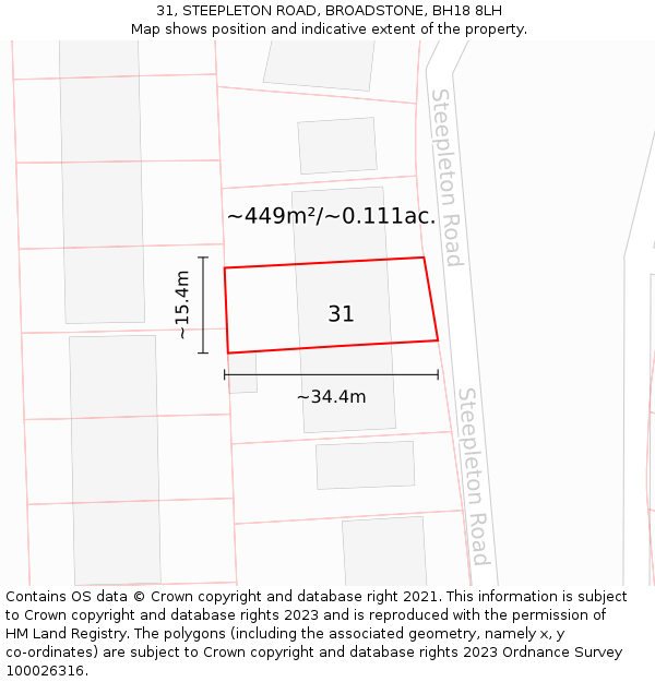 31, STEEPLETON ROAD, BROADSTONE, BH18 8LH: Plot and title map