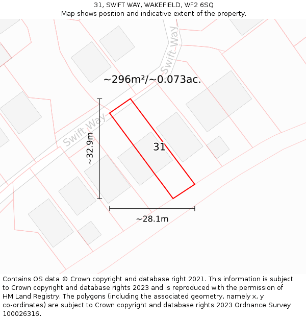 31, SWIFT WAY, WAKEFIELD, WF2 6SQ: Plot and title map