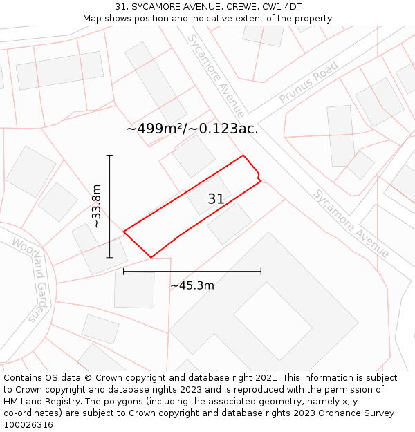 31, SYCAMORE AVENUE, CREWE, CW1 4DT: Plot and title map