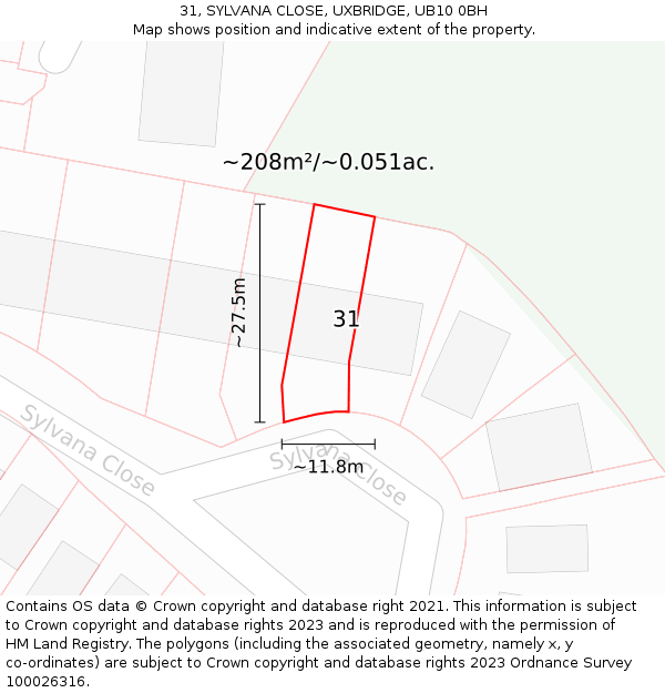 31, SYLVANA CLOSE, UXBRIDGE, UB10 0BH: Plot and title map