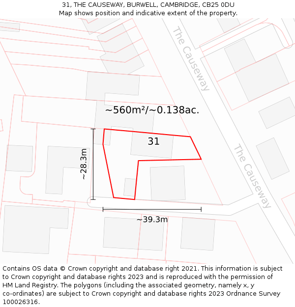 31, THE CAUSEWAY, BURWELL, CAMBRIDGE, CB25 0DU: Plot and title map