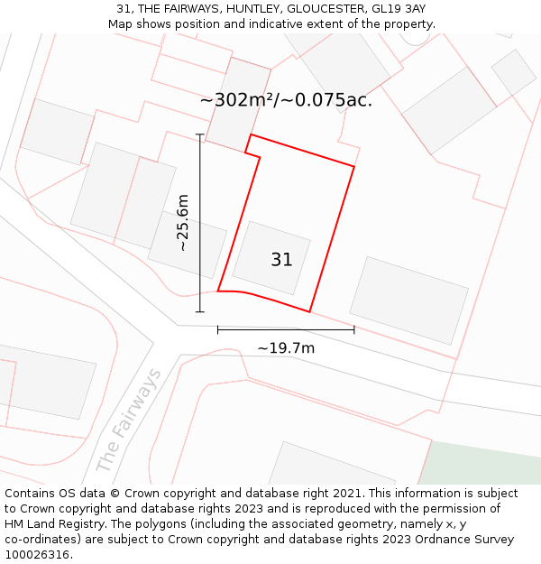 31, THE FAIRWAYS, HUNTLEY, GLOUCESTER, GL19 3AY: Plot and title map