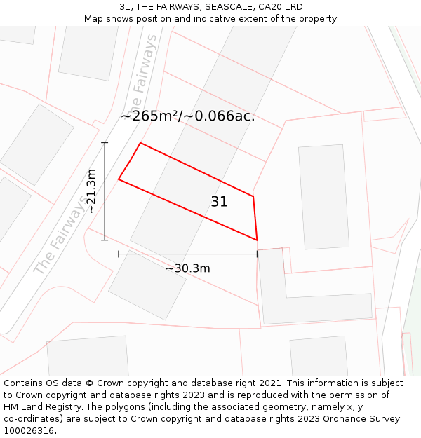 31, THE FAIRWAYS, SEASCALE, CA20 1RD: Plot and title map