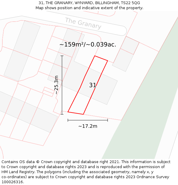 31, THE GRANARY, WYNYARD, BILLINGHAM, TS22 5QG: Plot and title map