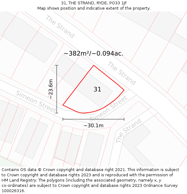 31, THE STRAND, RYDE, PO33 1JF: Plot and title map