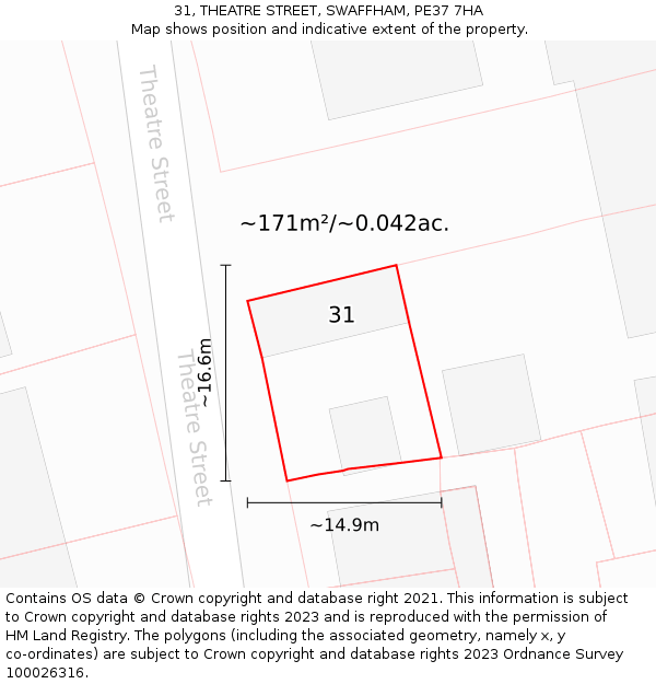 31, THEATRE STREET, SWAFFHAM, PE37 7HA: Plot and title map