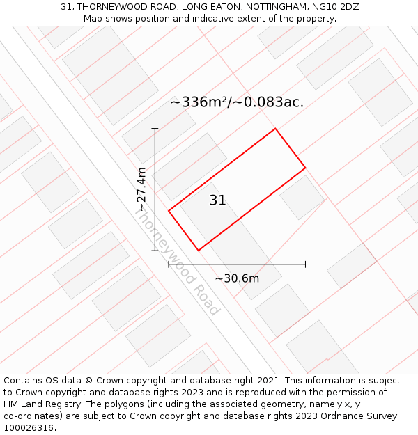 31, THORNEYWOOD ROAD, LONG EATON, NOTTINGHAM, NG10 2DZ: Plot and title map