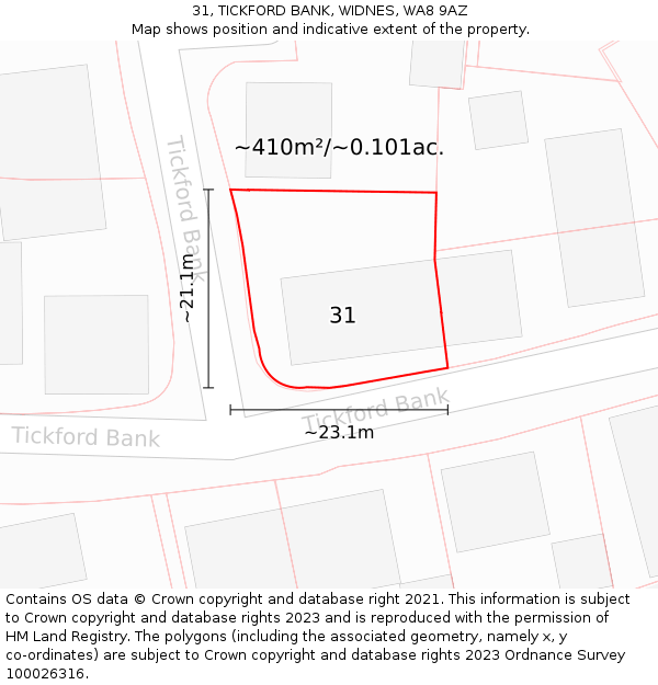 31, TICKFORD BANK, WIDNES, WA8 9AZ: Plot and title map