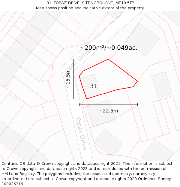 31, TOPAZ DRIVE, SITTINGBOURNE, ME10 5TP: Plot and title map