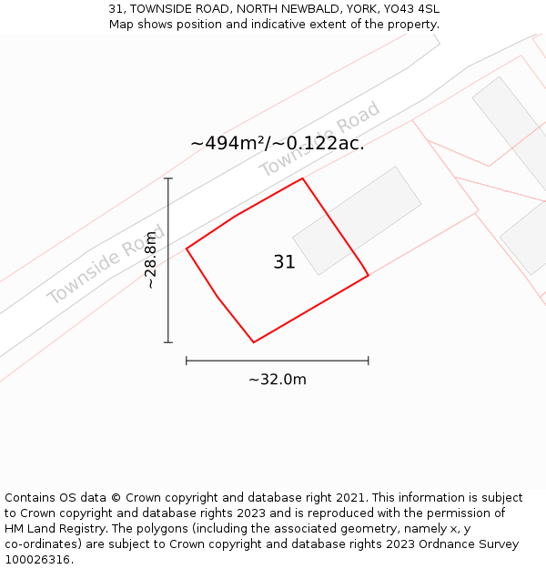 31, TOWNSIDE ROAD, NORTH NEWBALD, YORK, YO43 4SL: Plot and title map