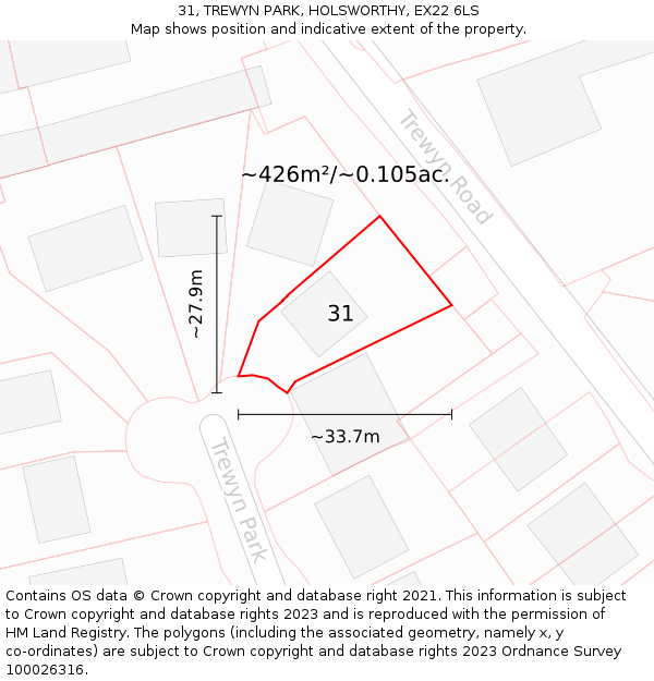 31, TREWYN PARK, HOLSWORTHY, EX22 6LS: Plot and title map