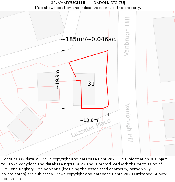 31, VANBRUGH HILL, LONDON, SE3 7UJ: Plot and title map