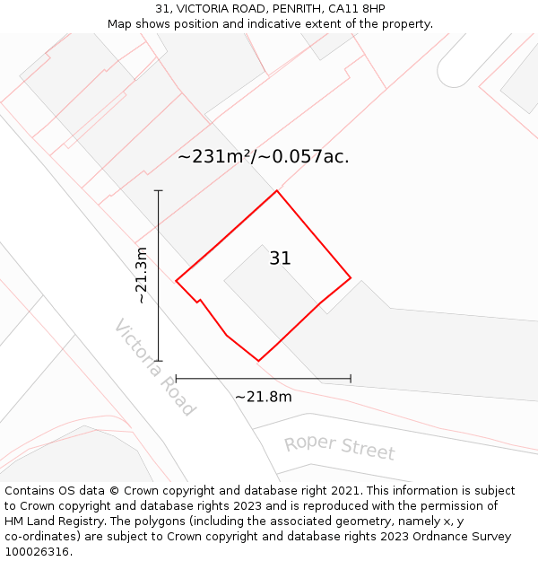 31, VICTORIA ROAD, PENRITH, CA11 8HP: Plot and title map