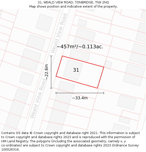 31, WEALD VIEW ROAD, TONBRIDGE, TN9 2NQ: Plot and title map