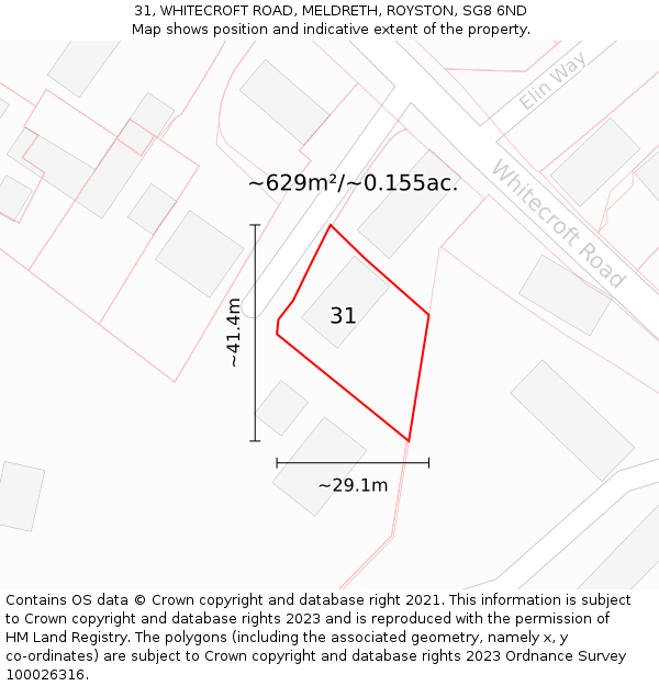 31, WHITECROFT ROAD, MELDRETH, ROYSTON, SG8 6ND: Plot and title map