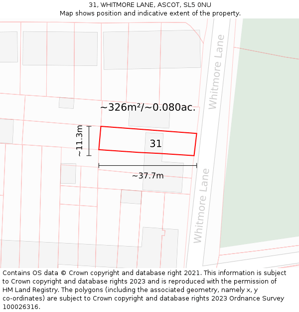 31, WHITMORE LANE, ASCOT, SL5 0NU: Plot and title map