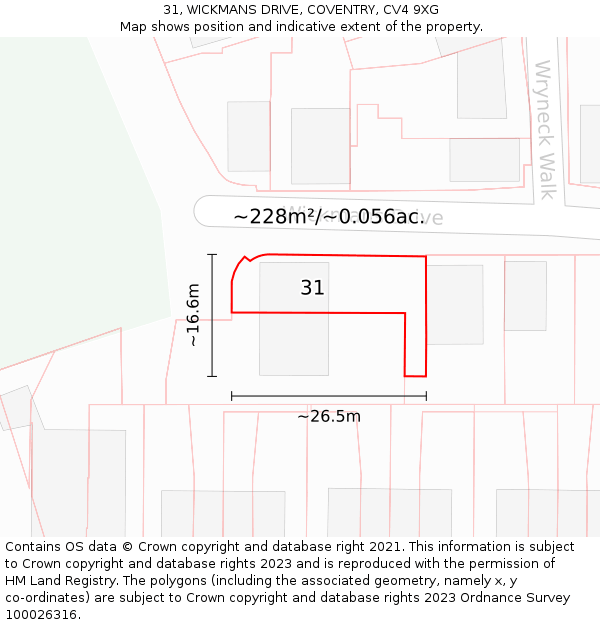 31, WICKMANS DRIVE, COVENTRY, CV4 9XG: Plot and title map