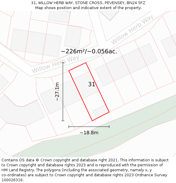 31, WILLOW HERB WAY, STONE CROSS, PEVENSEY, BN24 5FZ: Plot and title map