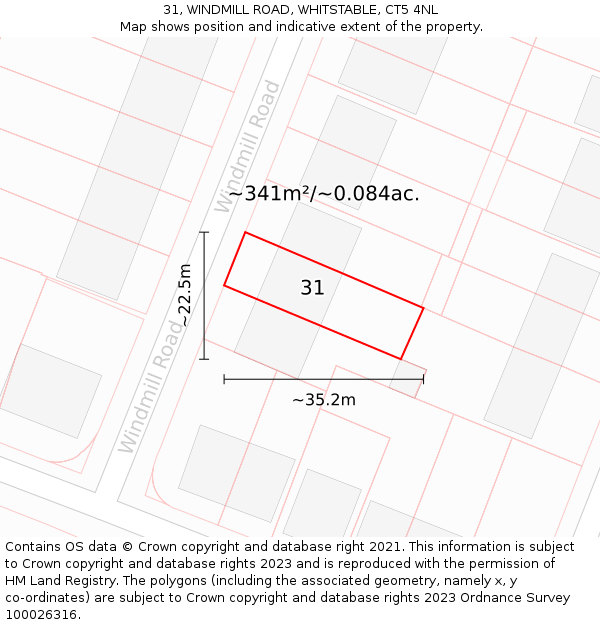 31, WINDMILL ROAD, WHITSTABLE, CT5 4NL: Plot and title map