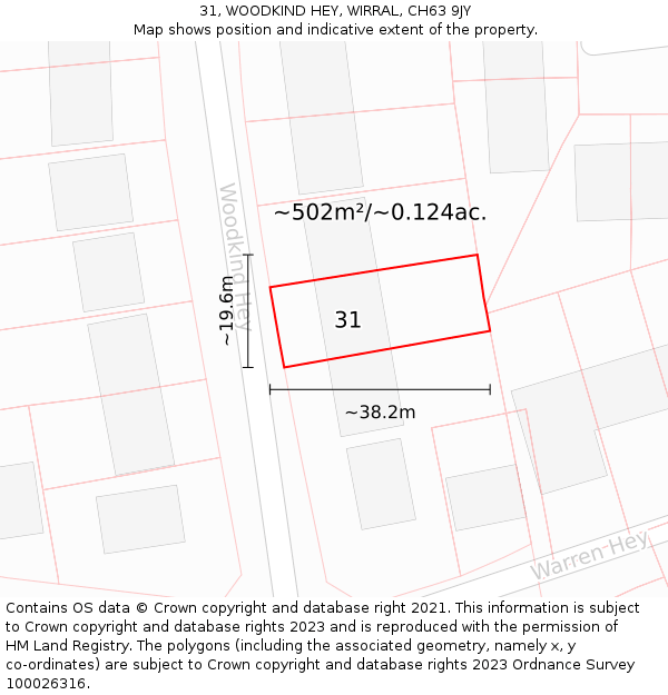 31, WOODKIND HEY, WIRRAL, CH63 9JY: Plot and title map