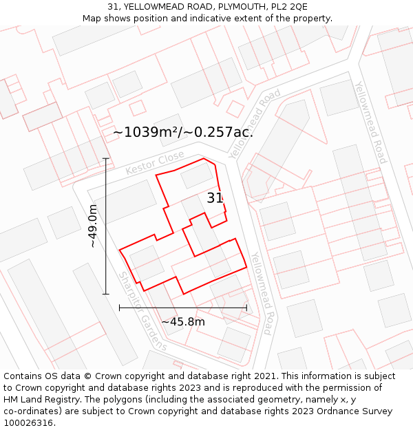 31, YELLOWMEAD ROAD, PLYMOUTH, PL2 2QE: Plot and title map