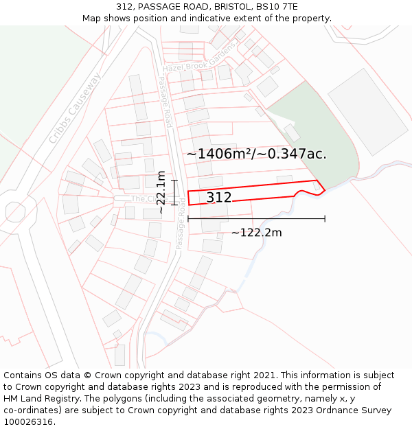 312, PASSAGE ROAD, BRISTOL, BS10 7TE: Plot and title map