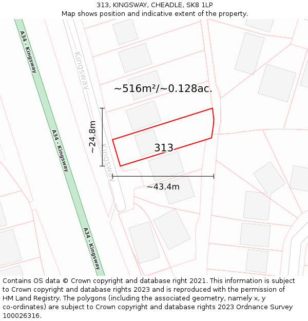 313, KINGSWAY, CHEADLE, SK8 1LP: Plot and title map