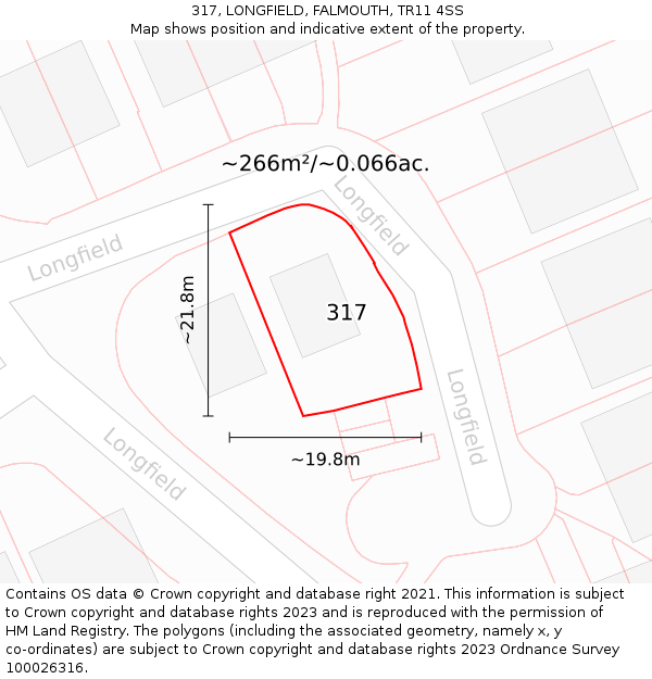 317, LONGFIELD, FALMOUTH, TR11 4SS: Plot and title map