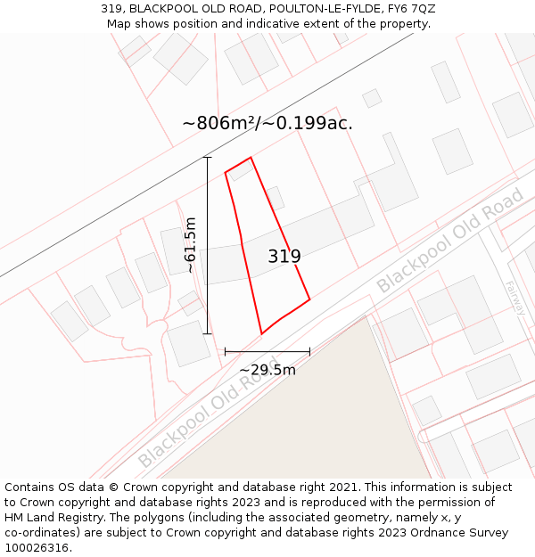 319, BLACKPOOL OLD ROAD, POULTON-LE-FYLDE, FY6 7QZ: Plot and title map