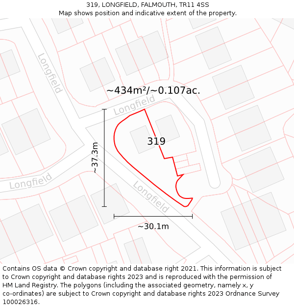 319, LONGFIELD, FALMOUTH, TR11 4SS: Plot and title map
