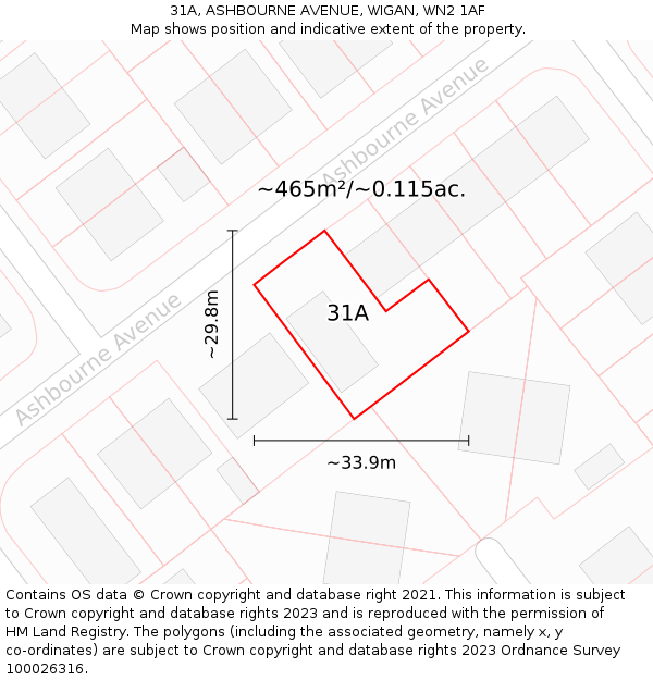 31A, ASHBOURNE AVENUE, WIGAN, WN2 1AF: Plot and title map