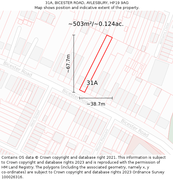 31A, BICESTER ROAD, AYLESBURY, HP19 9AG: Plot and title map