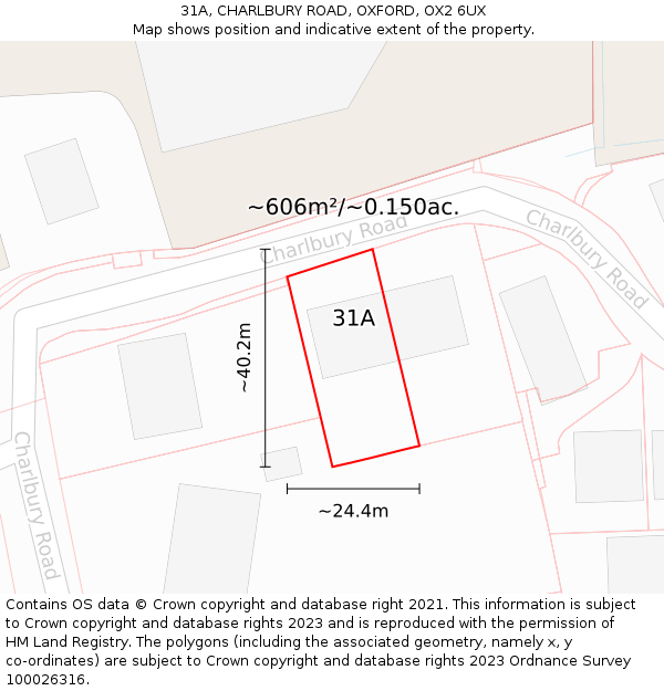 31A, CHARLBURY ROAD, OXFORD, OX2 6UX: Plot and title map