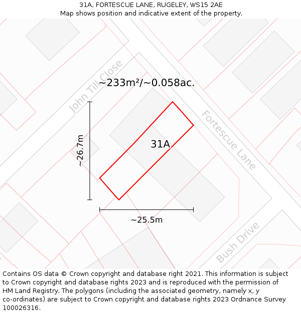 31A, FORTESCUE LANE, RUGELEY, WS15 2AE: Plot and title map