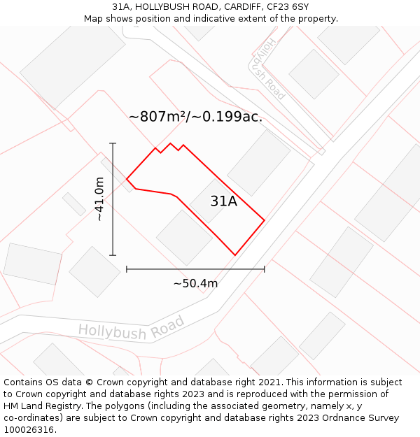 31A, HOLLYBUSH ROAD, CARDIFF, CF23 6SY: Plot and title map