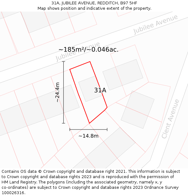 31A, JUBILEE AVENUE, REDDITCH, B97 5HF: Plot and title map