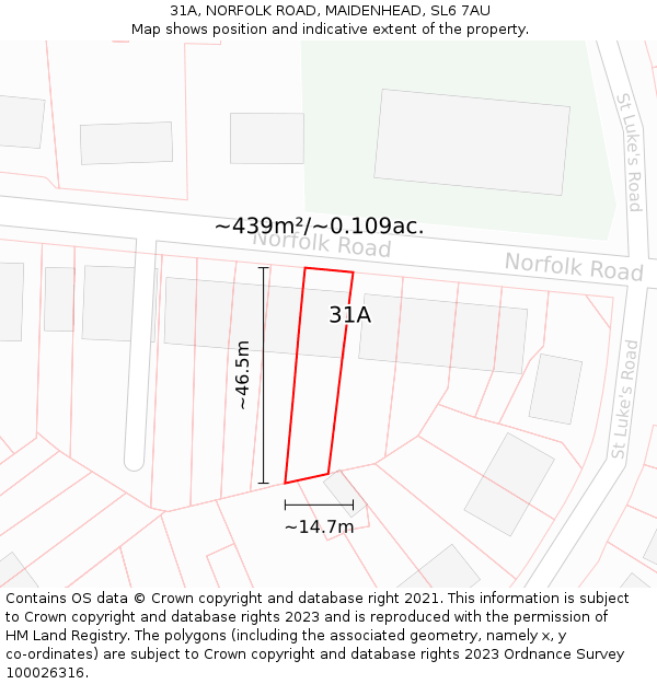 31A, NORFOLK ROAD, MAIDENHEAD, SL6 7AU: Plot and title map