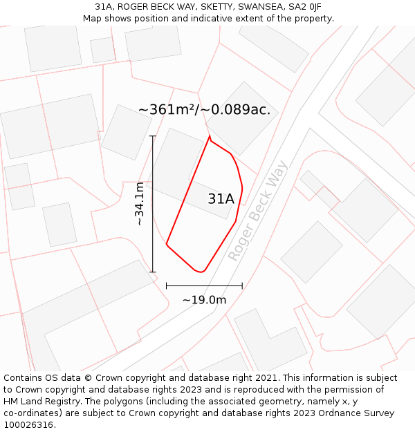 31A, ROGER BECK WAY, SKETTY, SWANSEA, SA2 0JF: Plot and title map