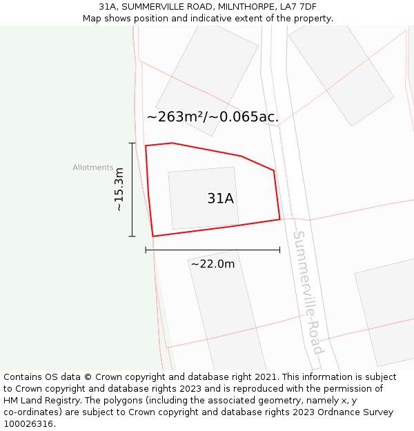 31A, SUMMERVILLE ROAD, MILNTHORPE, LA7 7DF: Plot and title map