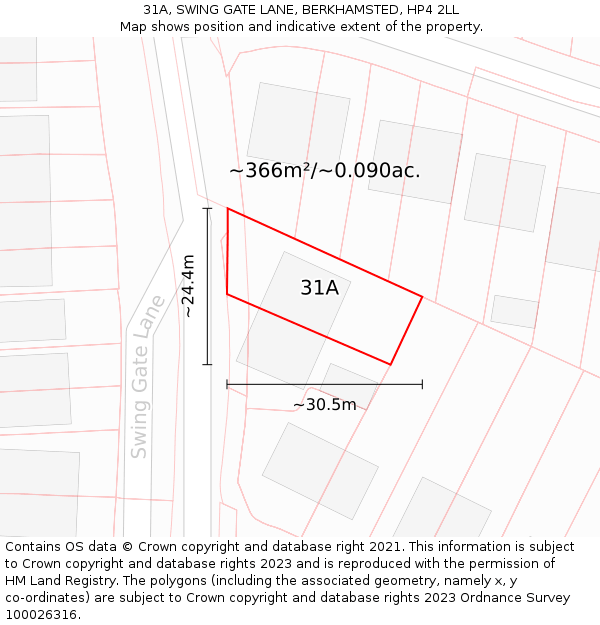 31A, SWING GATE LANE, BERKHAMSTED, HP4 2LL: Plot and title map